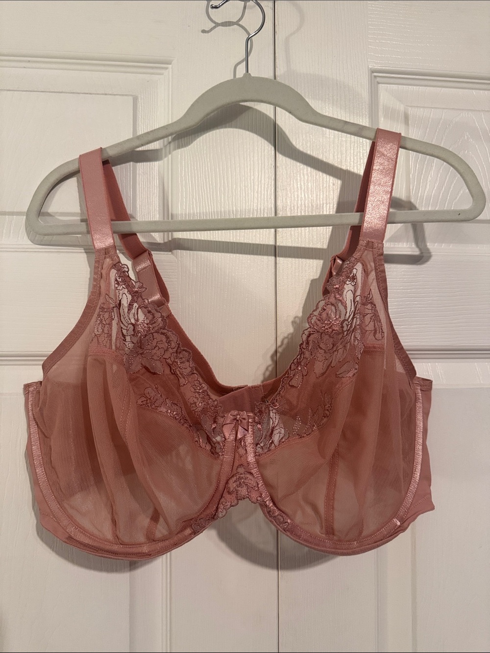 Elomi “Teagan” Sheer Lace Underwire Bra in Ash Rose, 42I (US) | 42G (UK)